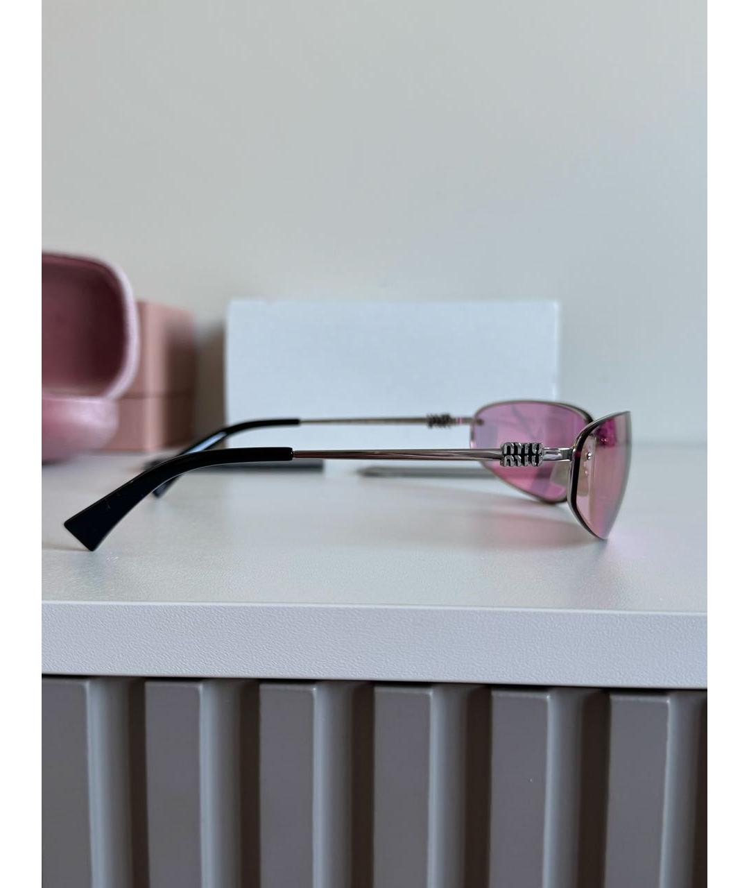MIU MIU Розовые металлические солнцезащитные очки, фото 7