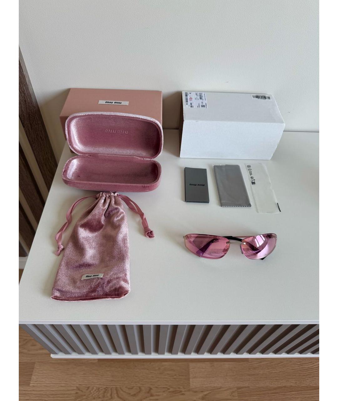 MIU MIU Розовые металлические солнцезащитные очки, фото 2