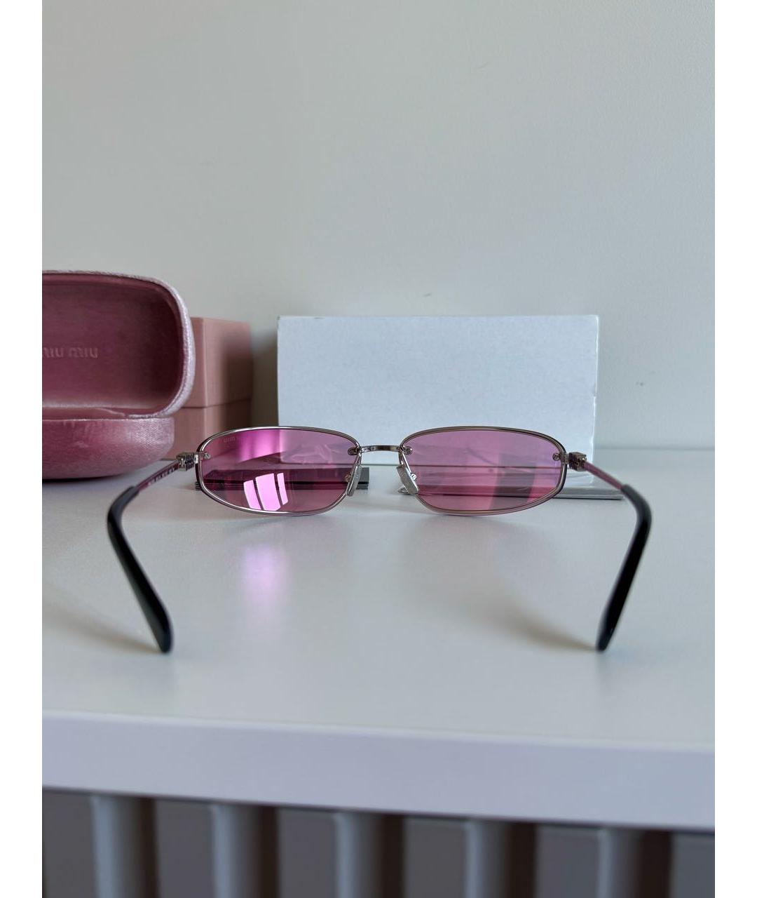 MIU MIU Розовые металлические солнцезащитные очки, фото 6