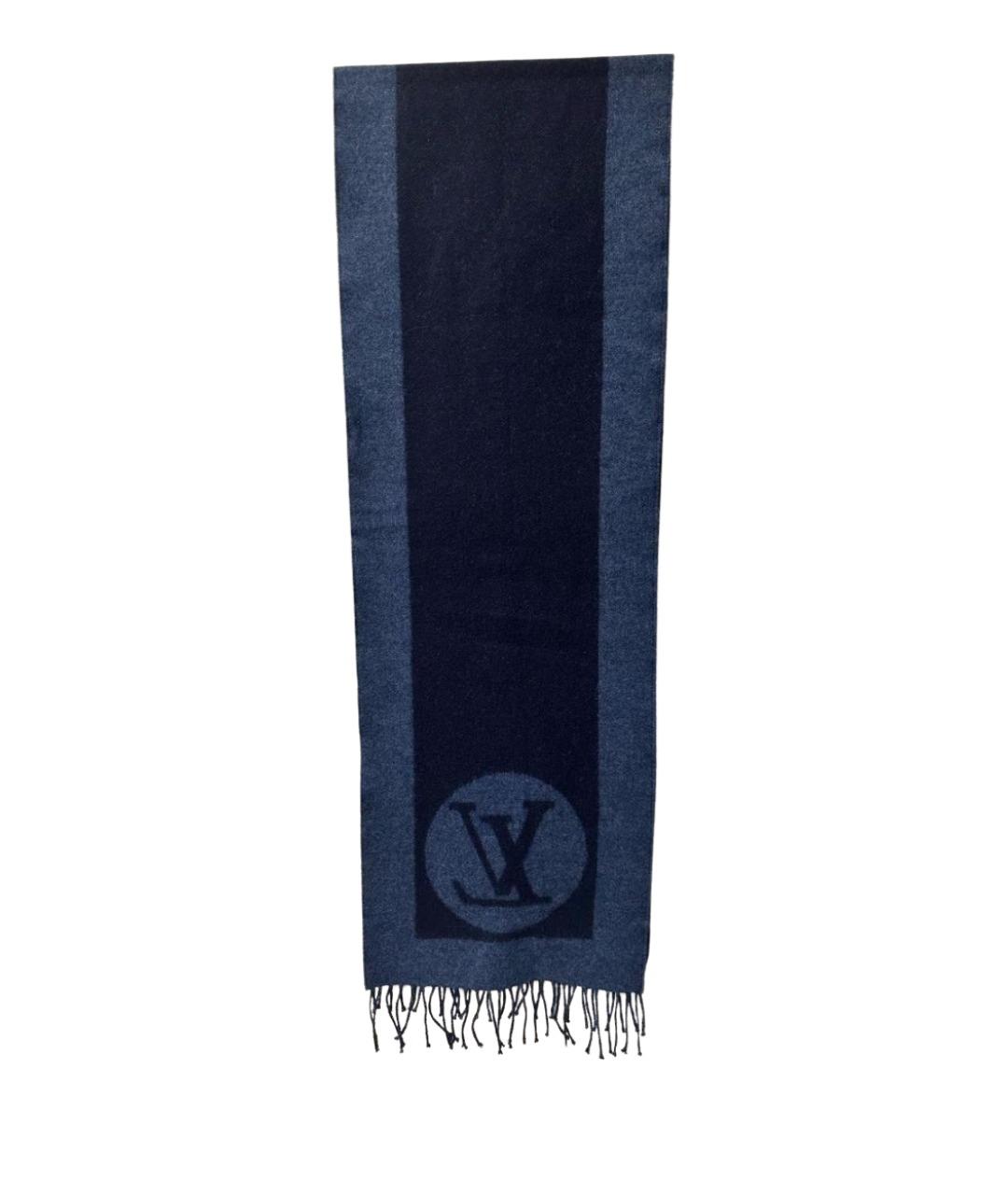 LOUIS VUITTON Темно-синий шерстяной шарф, фото 5