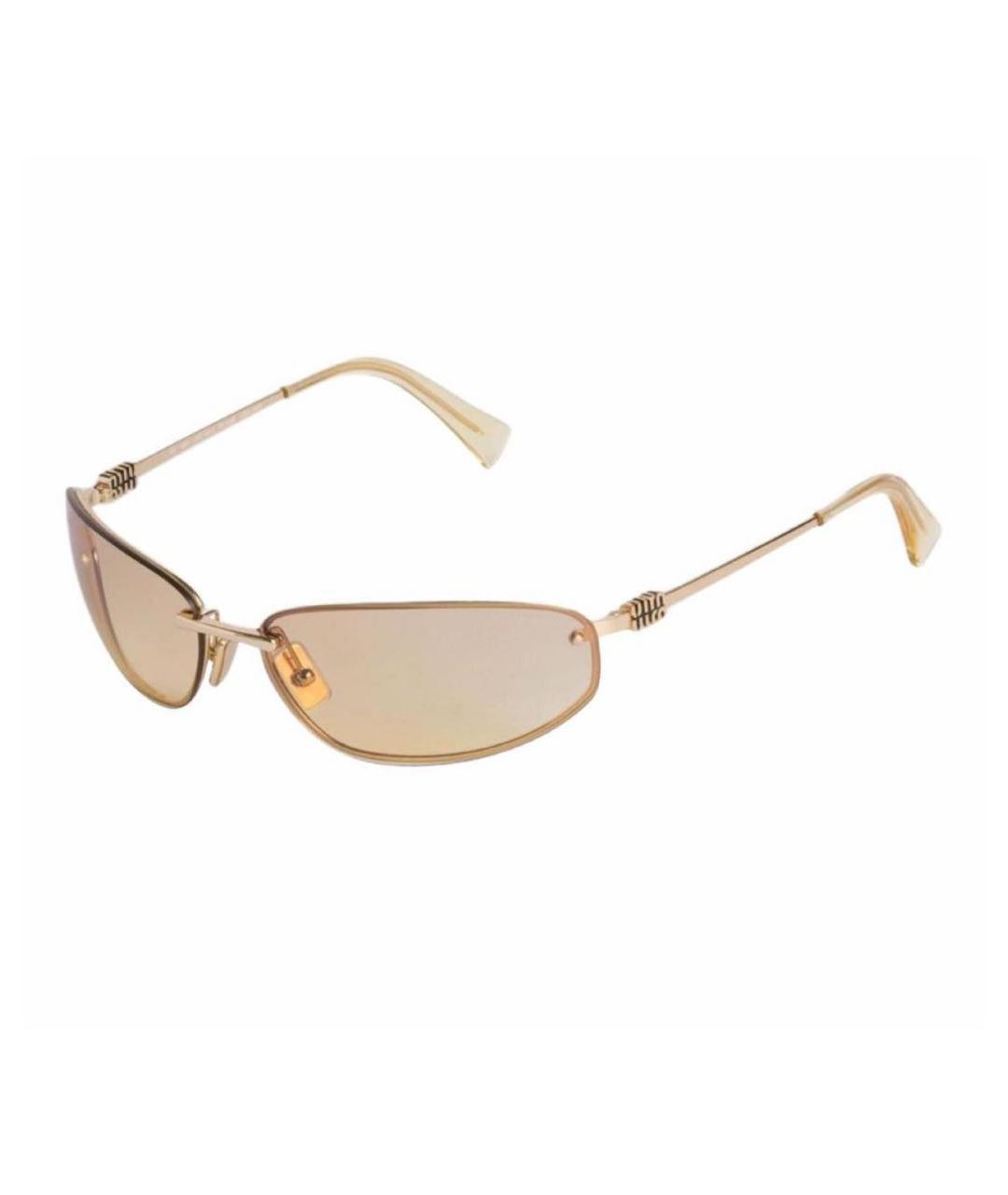 MIU MIU Золотые металлические солнцезащитные очки, фото 1