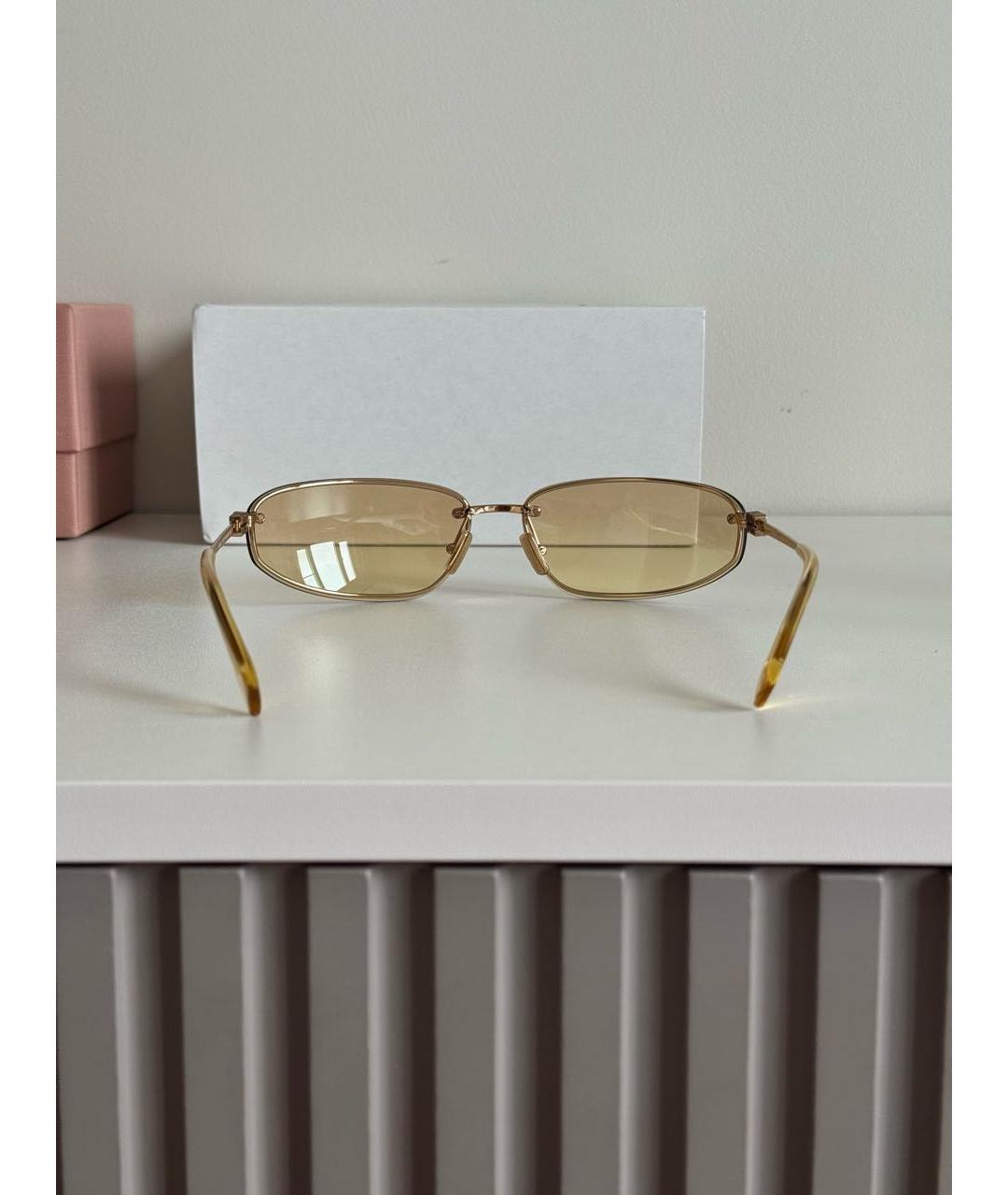 MIU MIU Золотые металлические солнцезащитные очки, фото 5