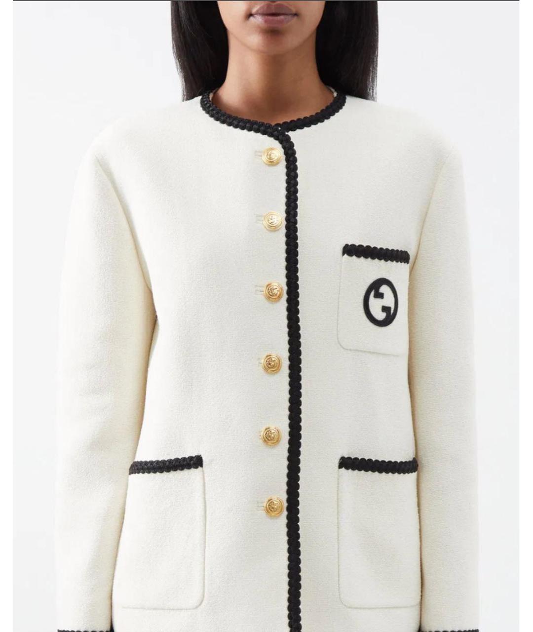 GUCCI Белый твидовый жакет/пиджак, фото 6