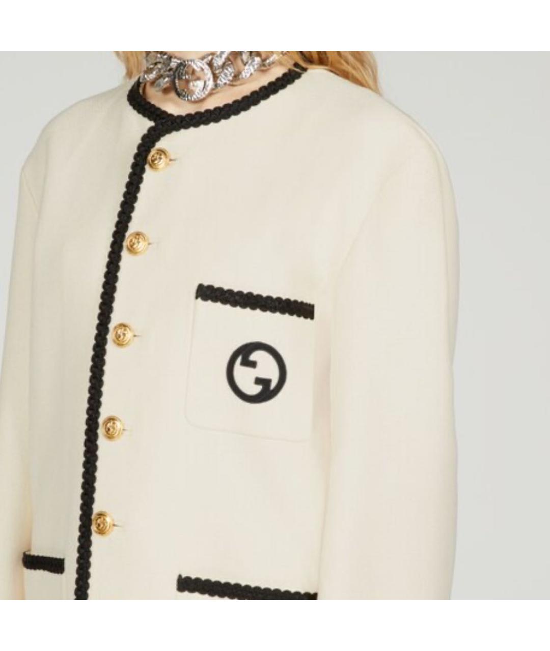 GUCCI Белый твидовый жакет/пиджак, фото 7