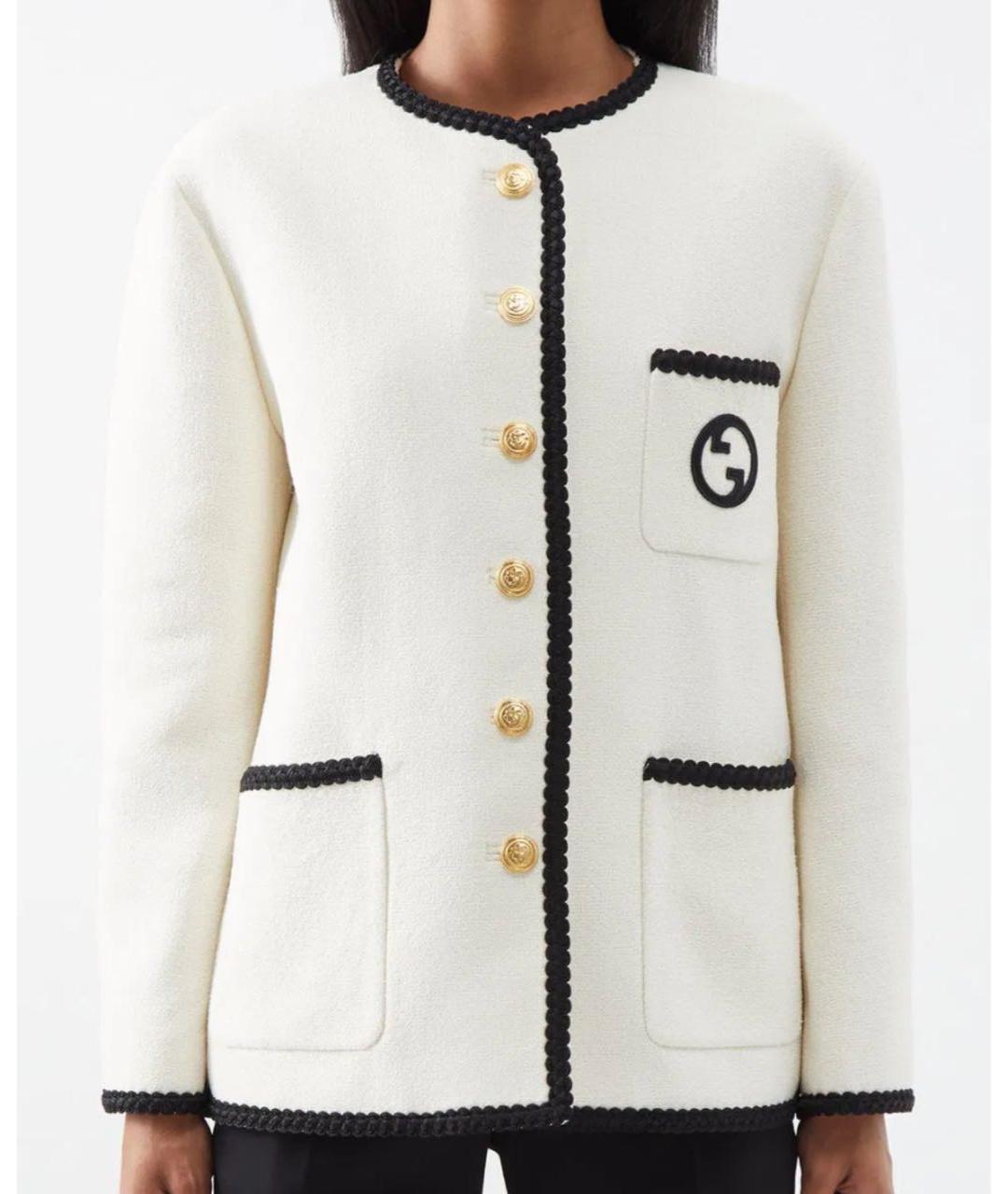 GUCCI Белый твидовый жакет/пиджак, фото 8