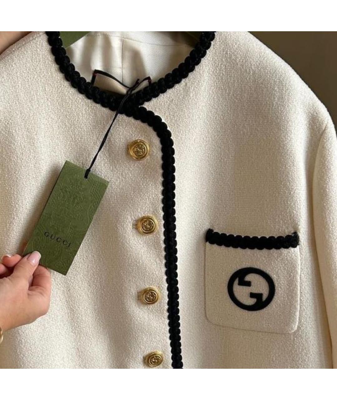 GUCCI Белый твидовый жакет/пиджак, фото 3