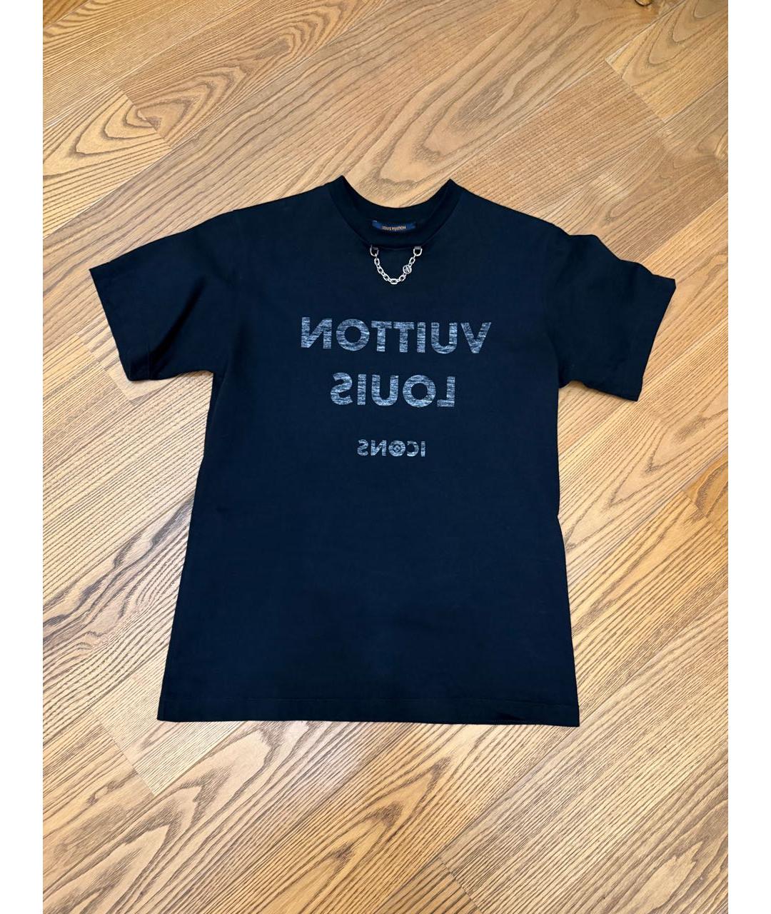 LOUIS VUITTON Черная хлопковая футболка, фото 5