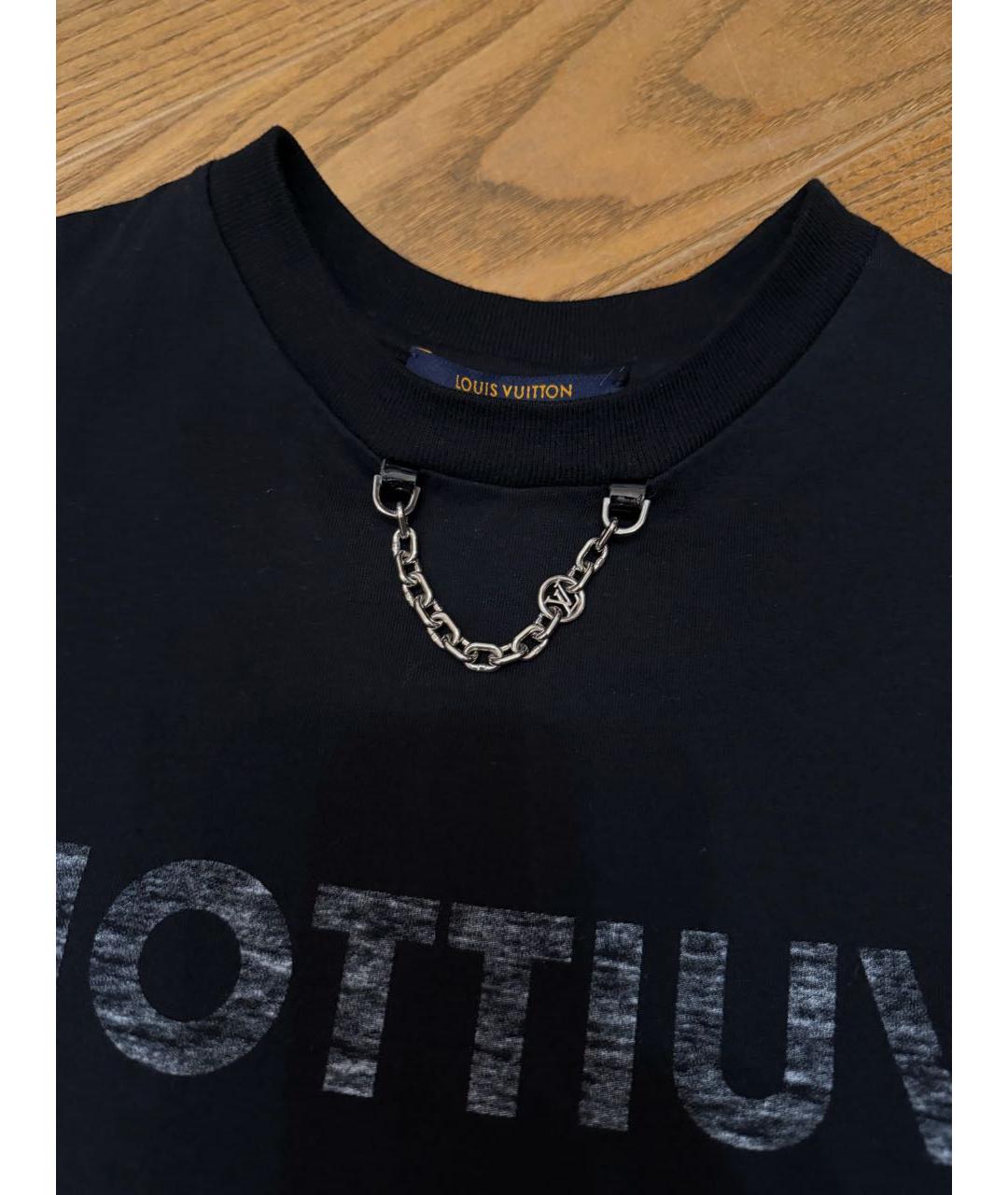 LOUIS VUITTON Черная хлопковая футболка, фото 2