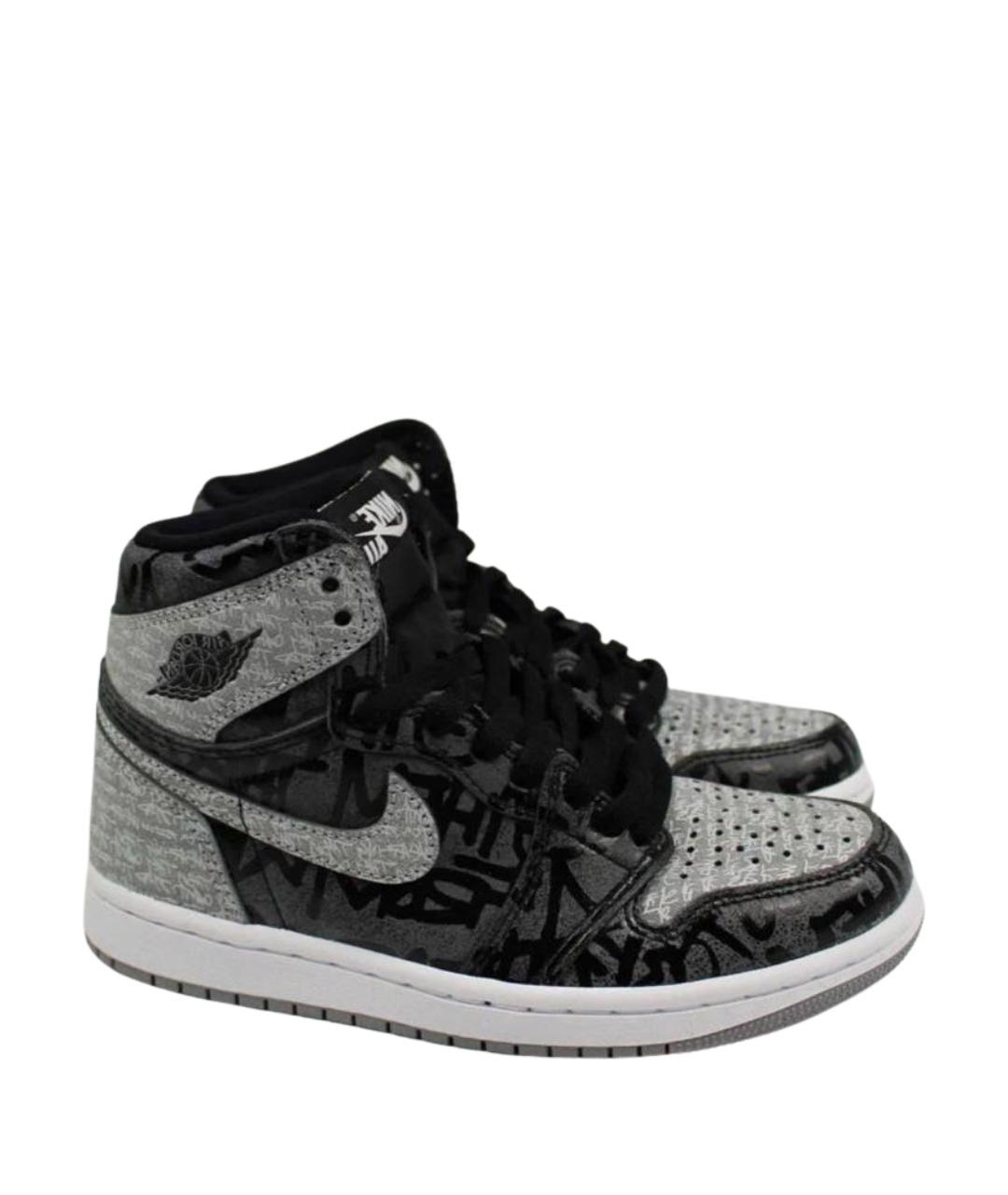 JORDAN Серые кожаные кеды, фото 1