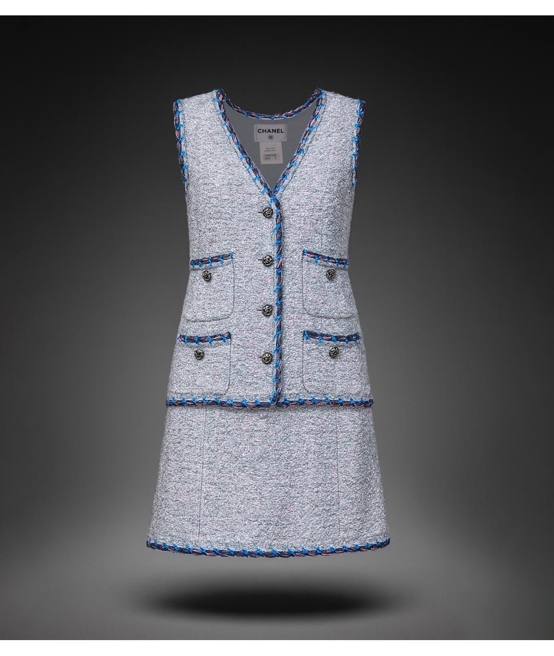 CHANEL Серый твидовый сарафан, фото 8