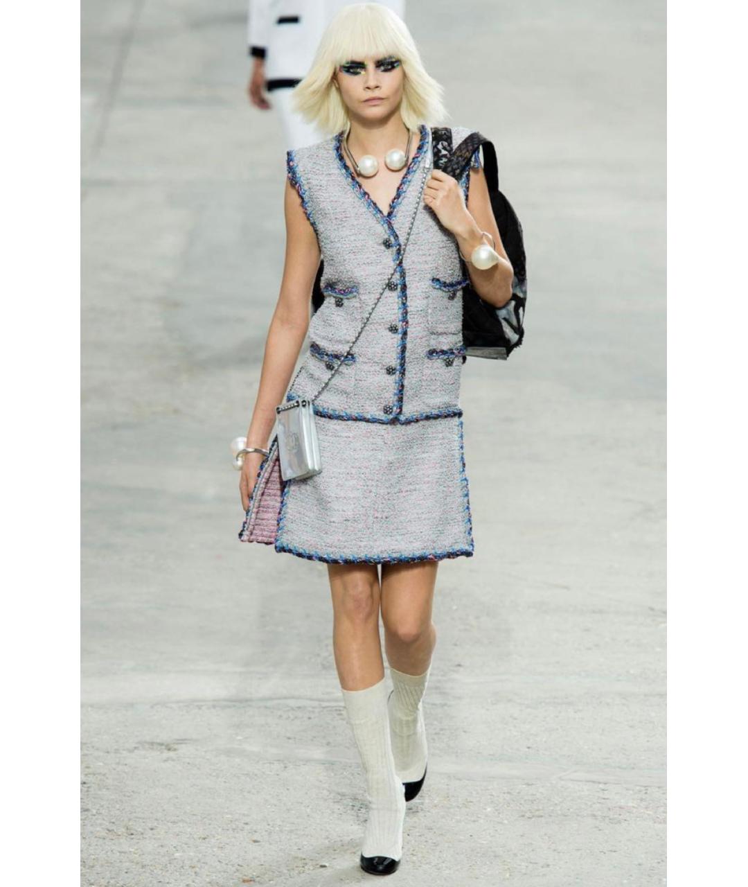 CHANEL Серый твидовый сарафан, фото 2