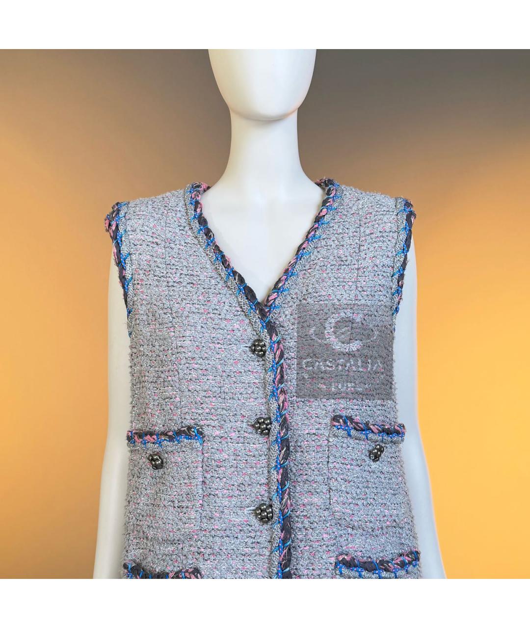 CHANEL Серый твидовый сарафан, фото 6