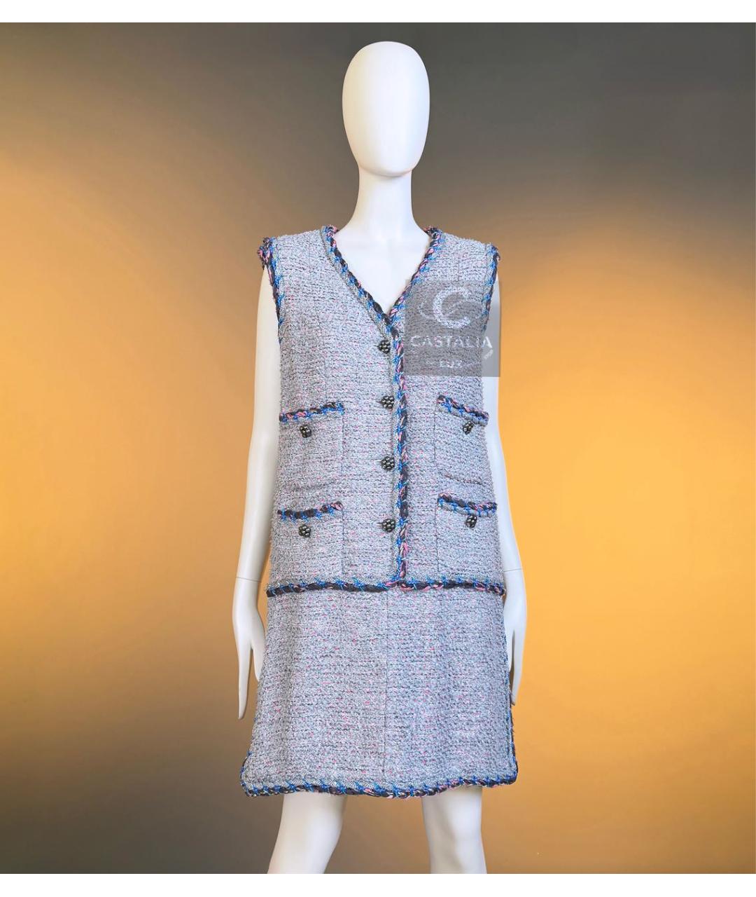 CHANEL Серый твидовый сарафан, фото 5