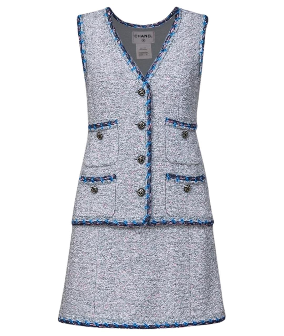 CHANEL Серый твидовый сарафан, фото 1