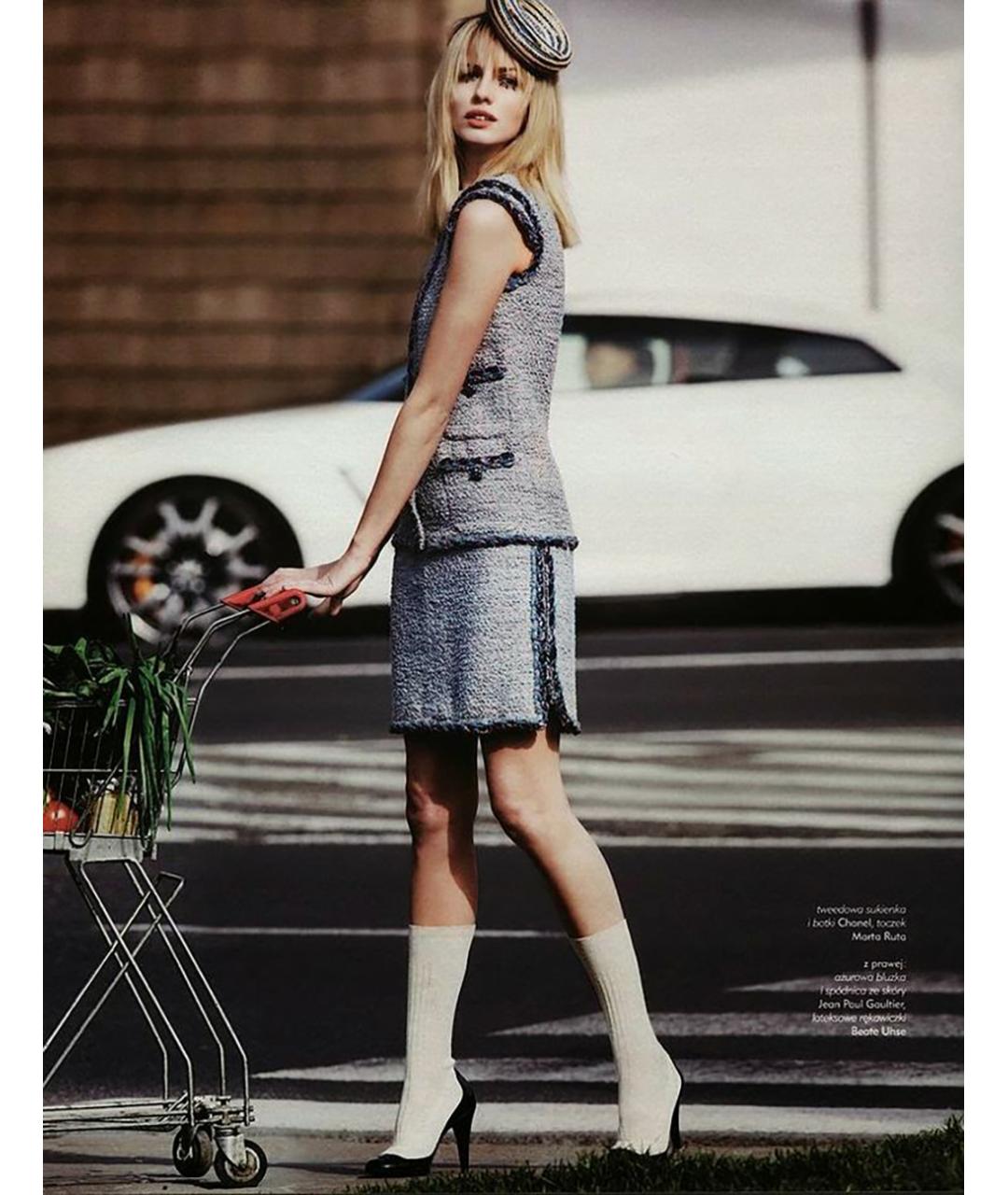 CHANEL Серый твидовый сарафан, фото 4