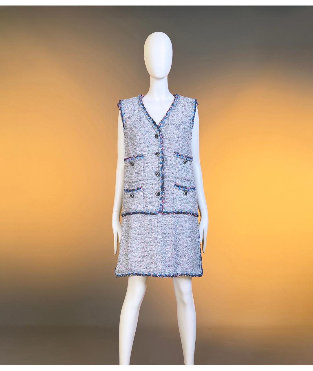CHANEL Серый твидовый сарафан, фото 5