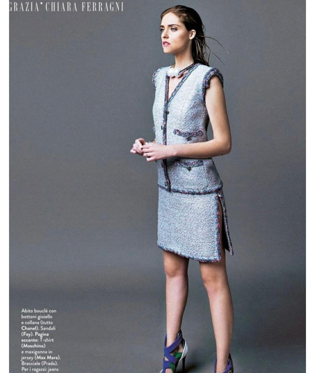 CHANEL Серый твидовый сарафан, фото 3