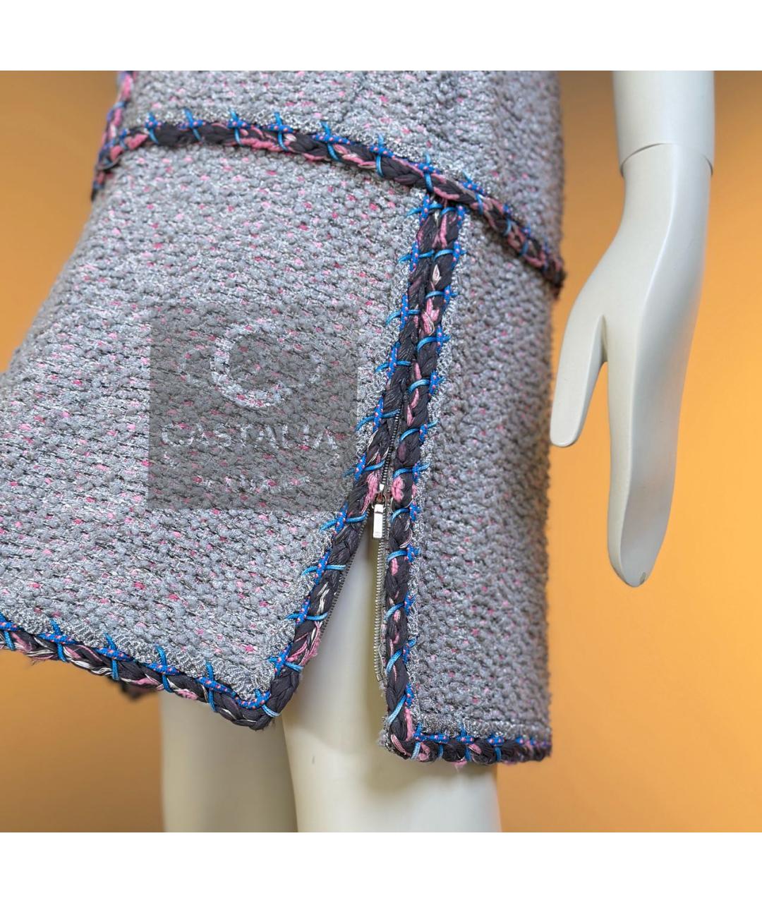 CHANEL Серый твидовый сарафан, фото 8