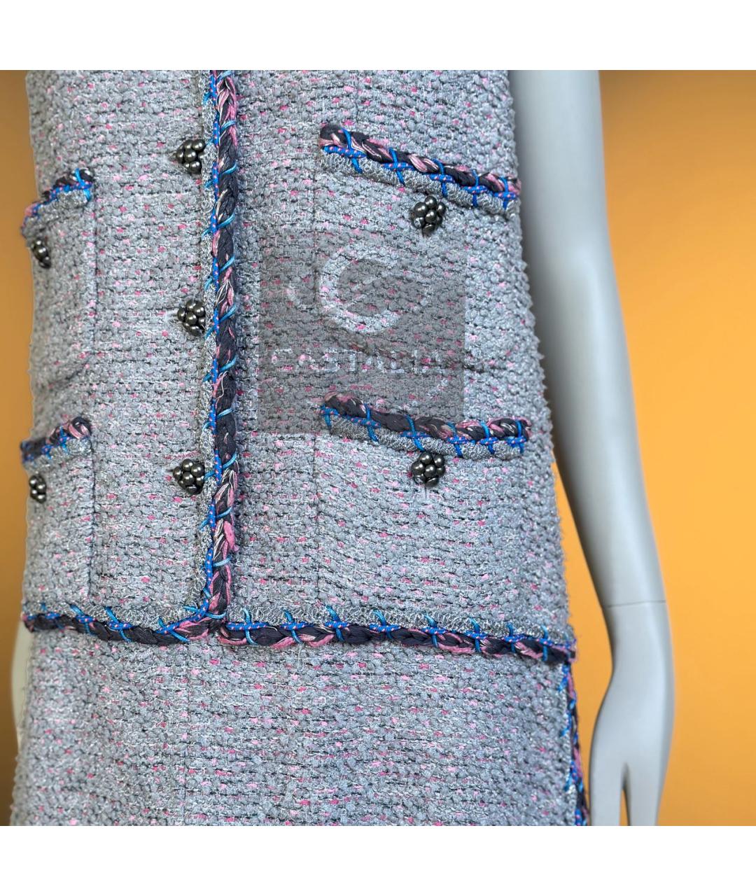 CHANEL Серый твидовый сарафан, фото 7