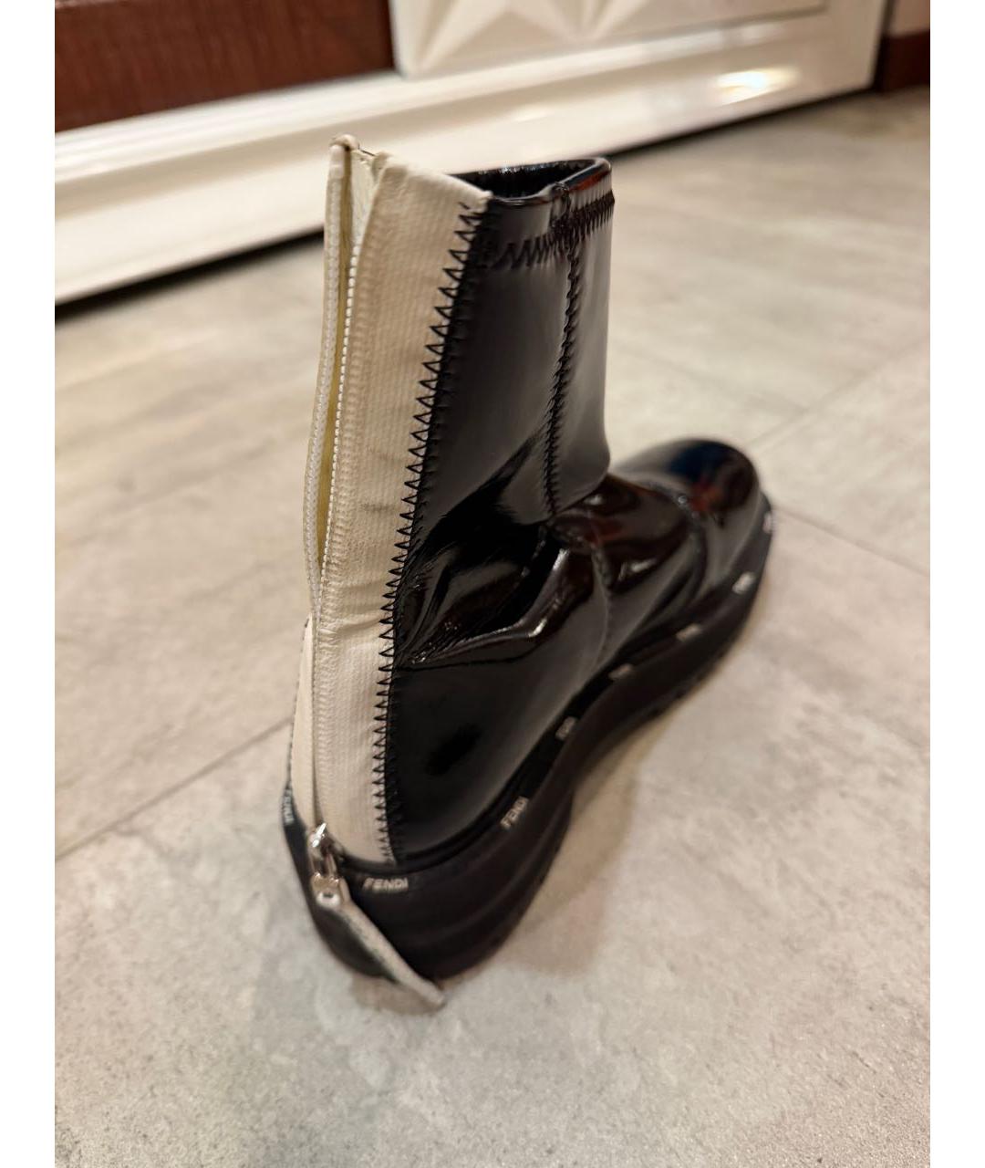 FENDI Черные полусапоги из лакированной кожи, фото 2
