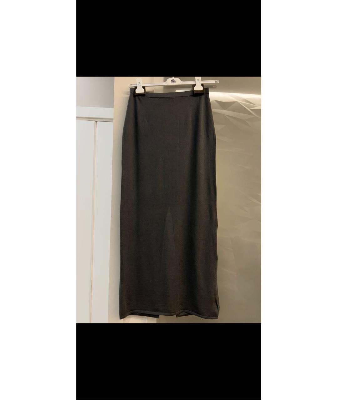 12 STOREEZ Антрацитовая шерстяная юбка макси, фото 9