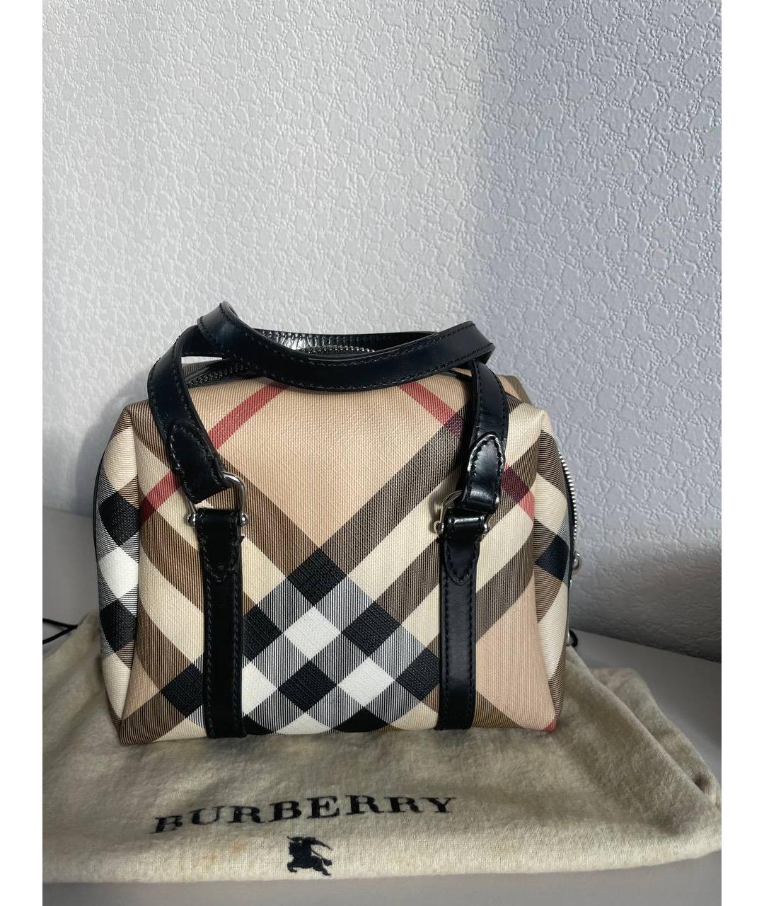 BURBERRY Бежевая тканевая сумка с короткими ручками, фото 5