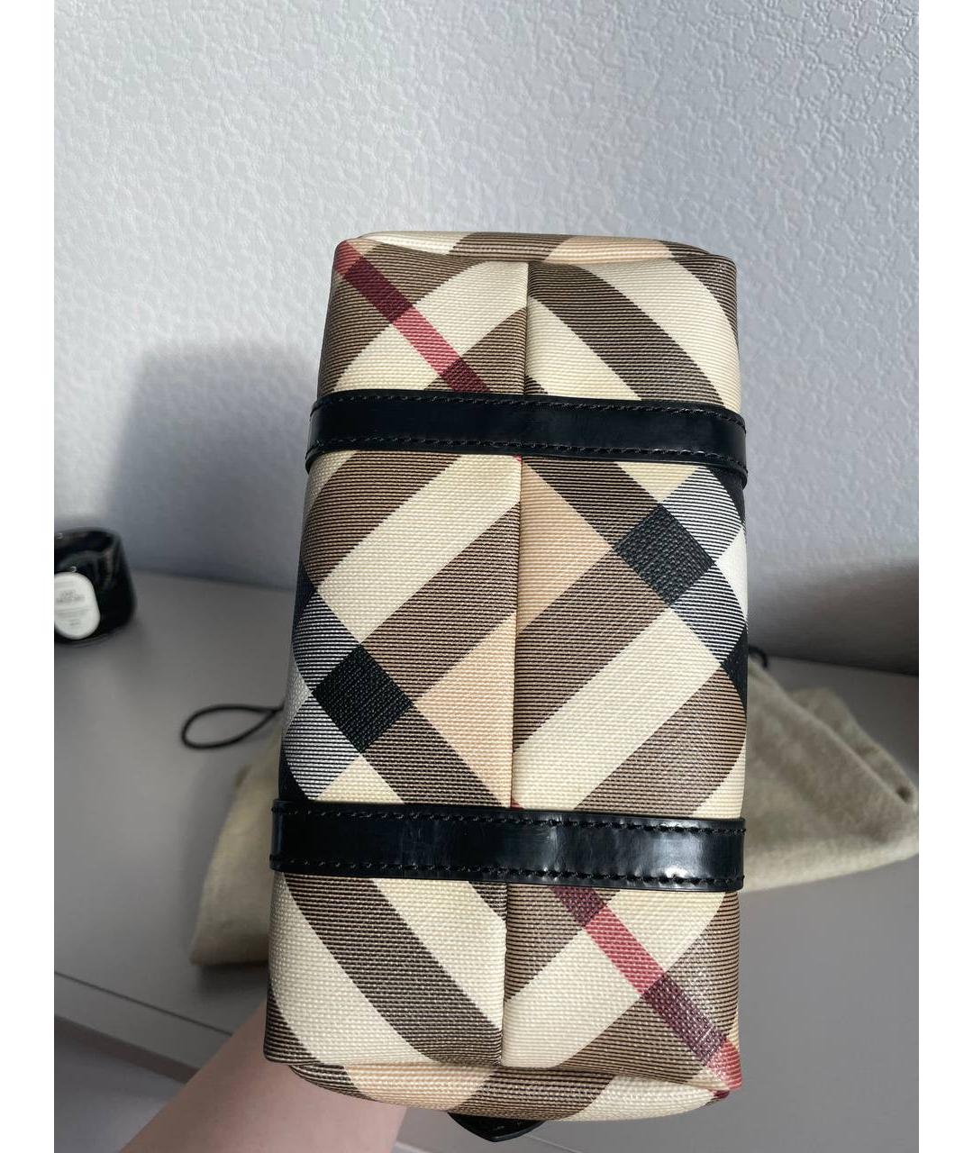 BURBERRY Бежевая тканевая сумка с короткими ручками, фото 2