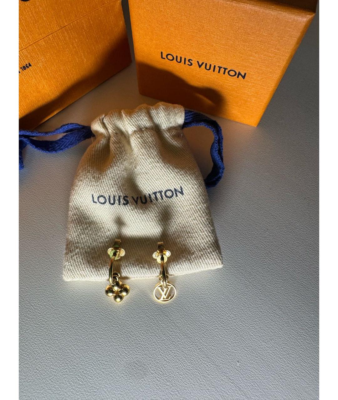 LOUIS VUITTON Золотые латунные серьги, фото 4