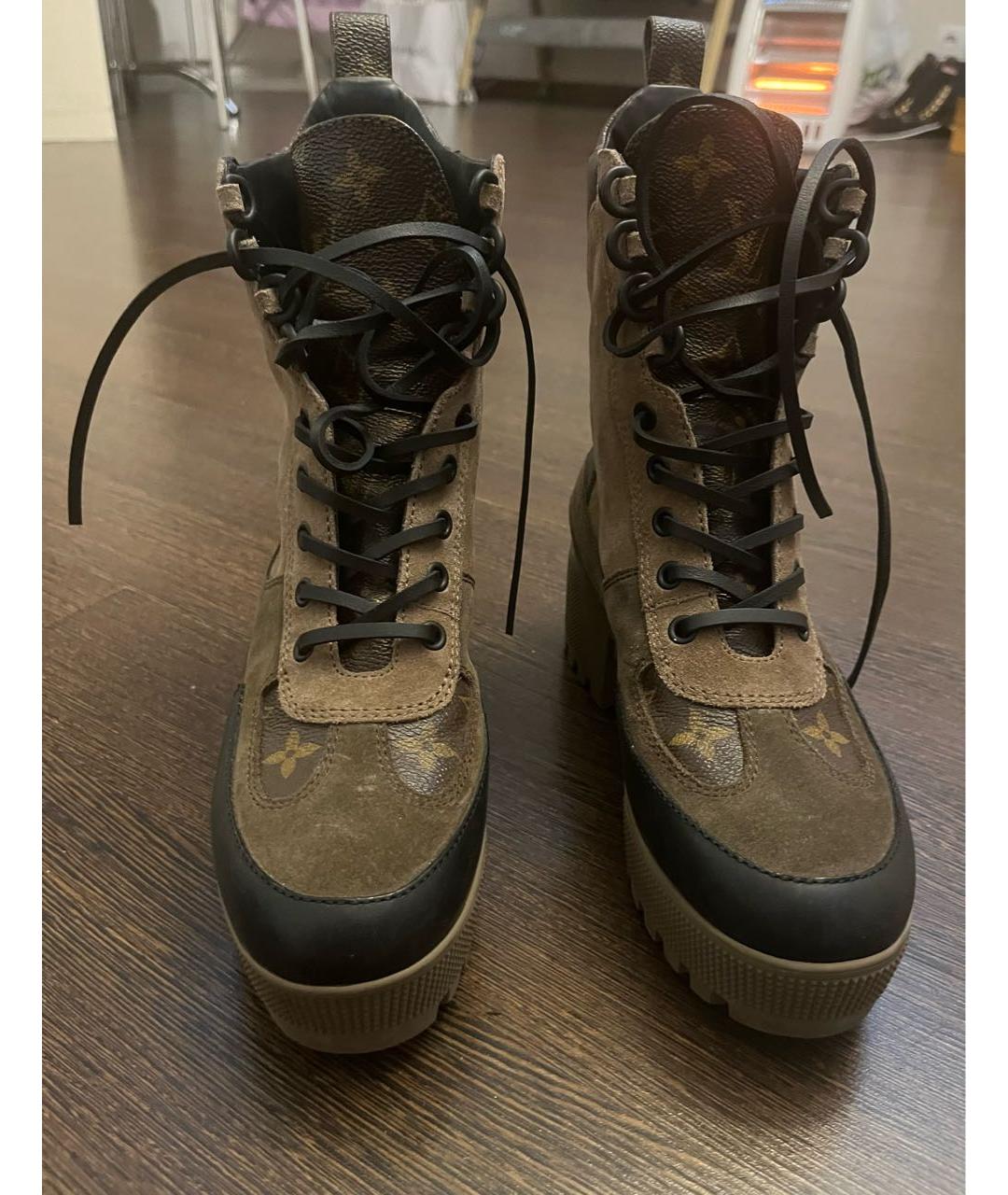 LOUIS VUITTON Коричневые замшевые ботинки, фото 2