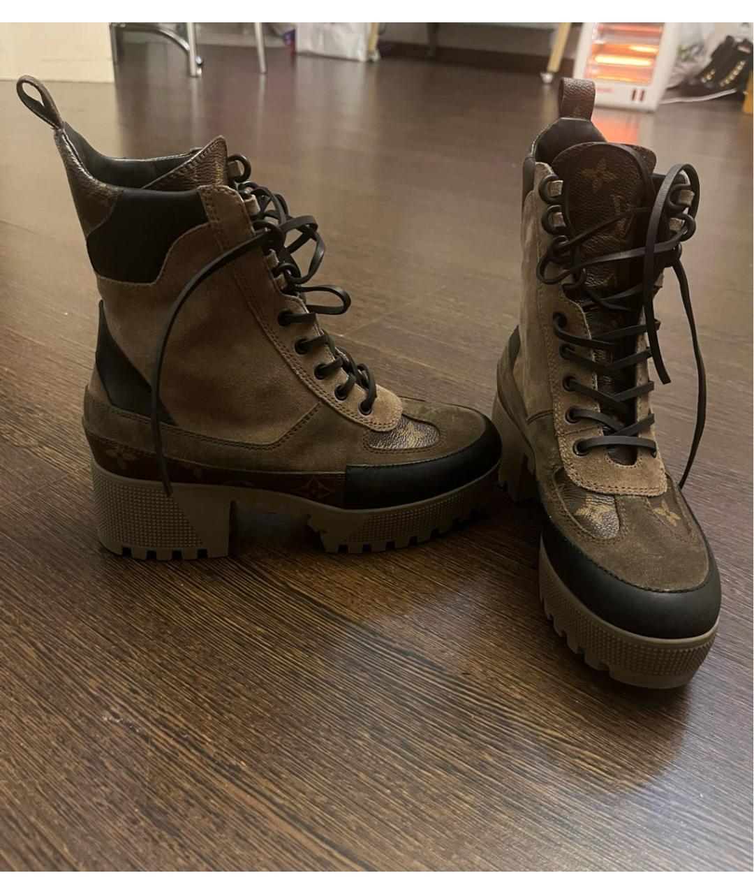 LOUIS VUITTON Коричневые замшевые ботинки, фото 9