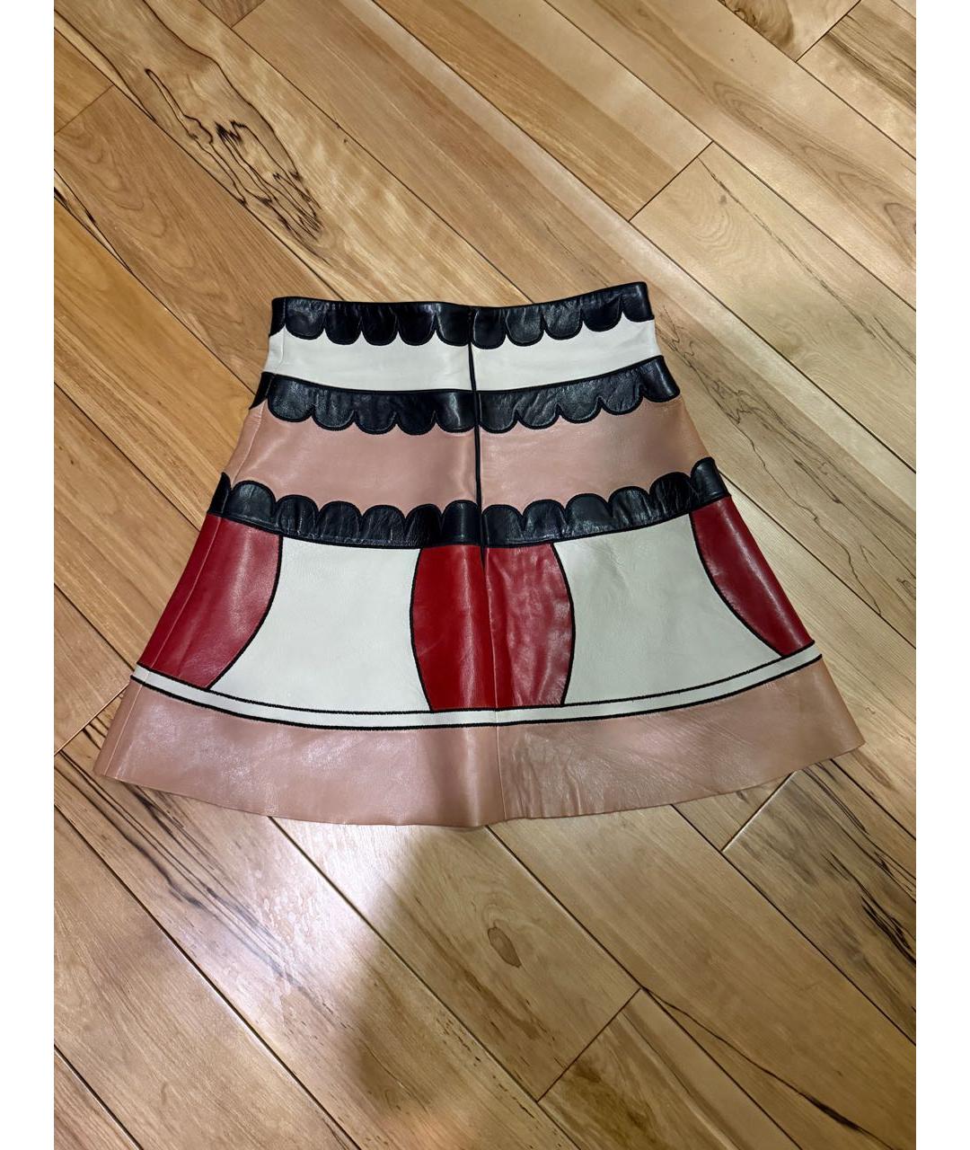 RED VALENTINO Коралловая кожаная юбка мини, фото 2