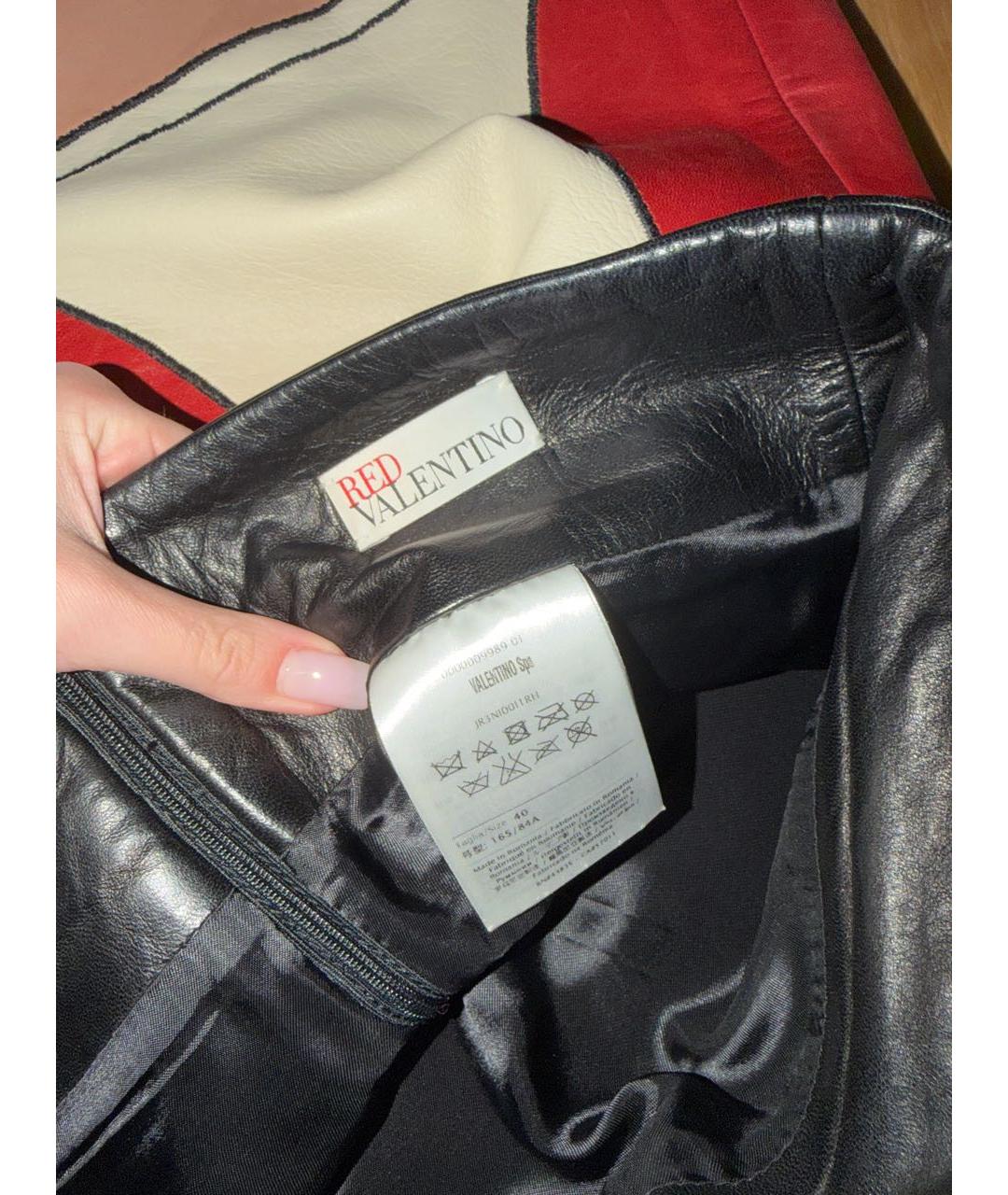 RED VALENTINO Коралловая кожаная юбка мини, фото 3