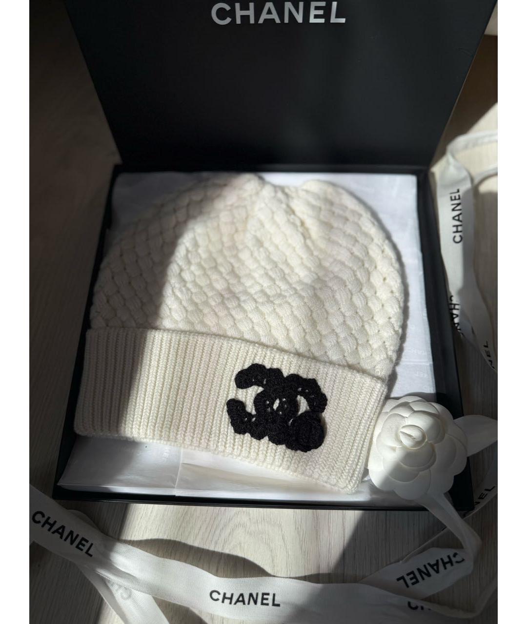 CHANEL Белая кашемировая шапка, фото 3