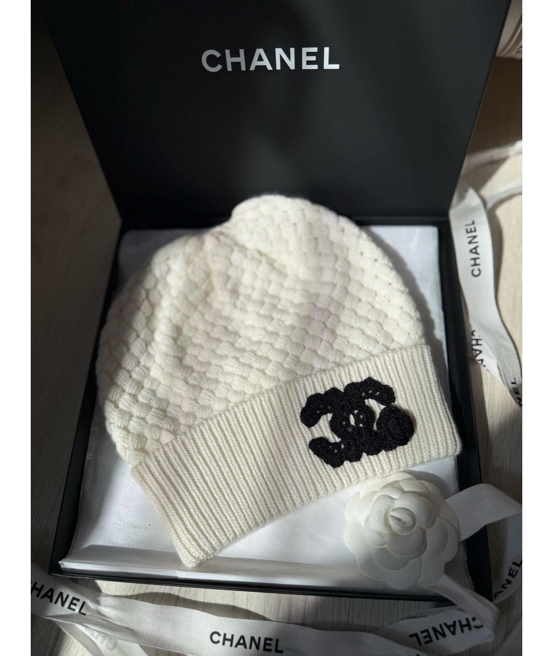CHANEL Белая кашемировая шапка, фото 4