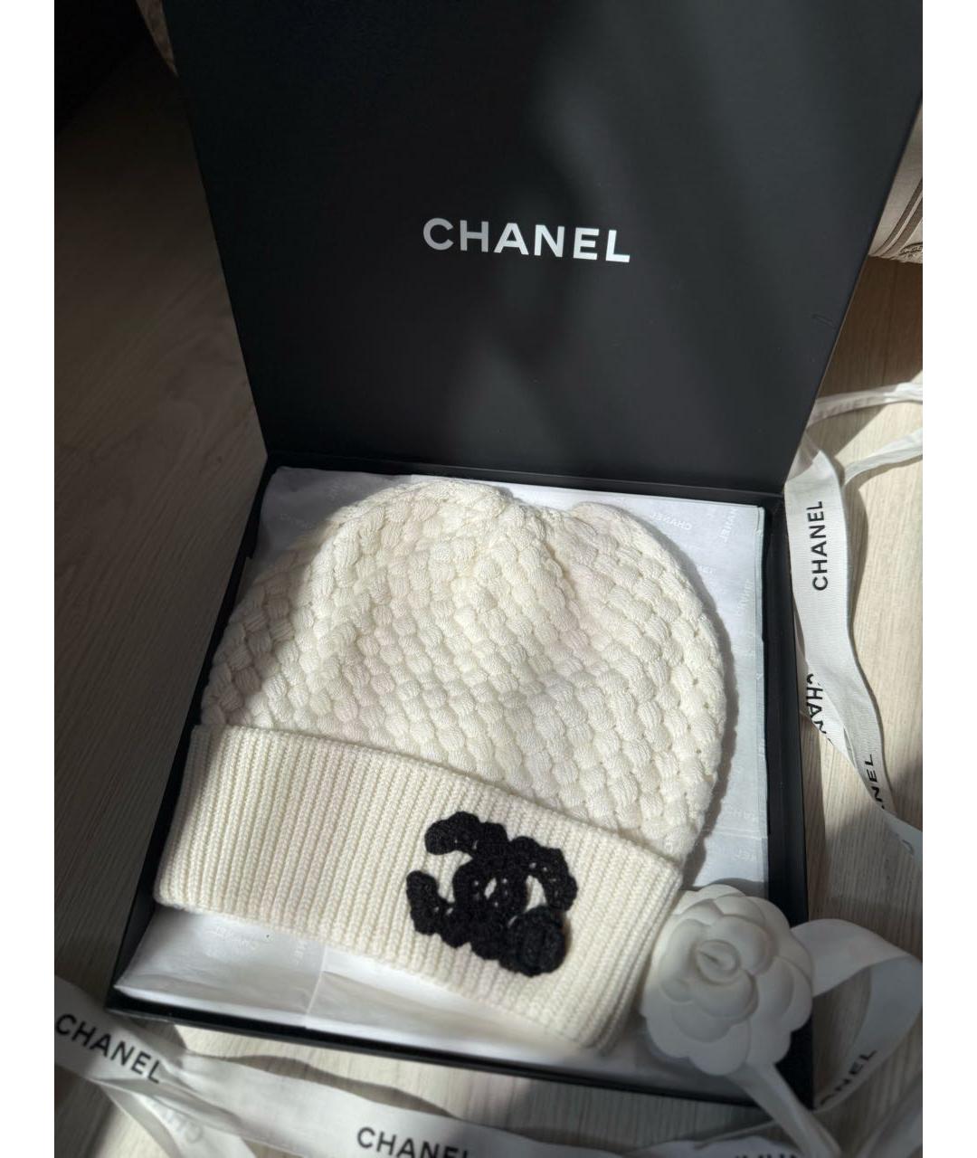 CHANEL Белая кашемировая шапка, фото 2