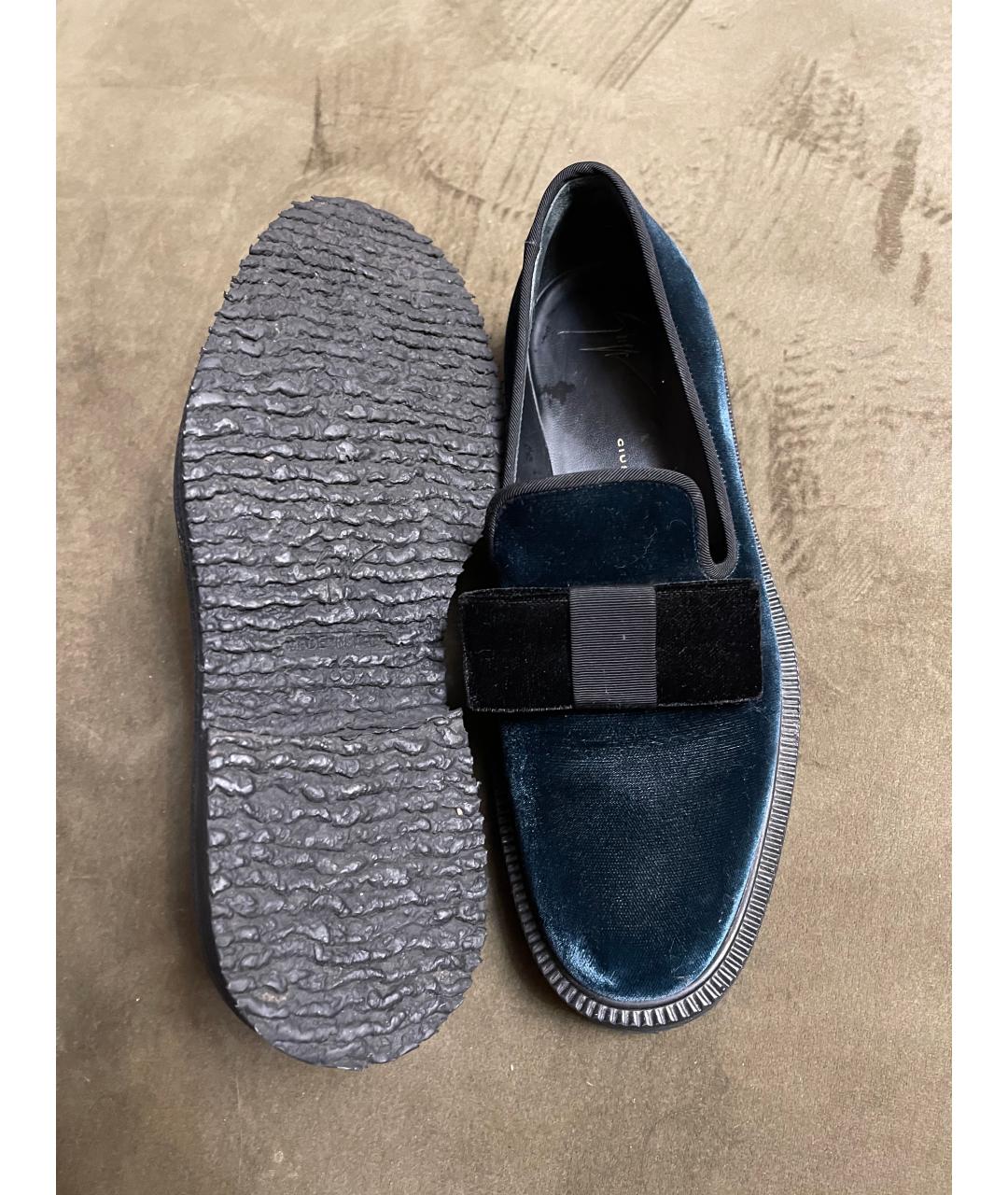 GIUSEPPE ZANOTTI DESIGN Бирюзовые бархатные лоферы, фото 5