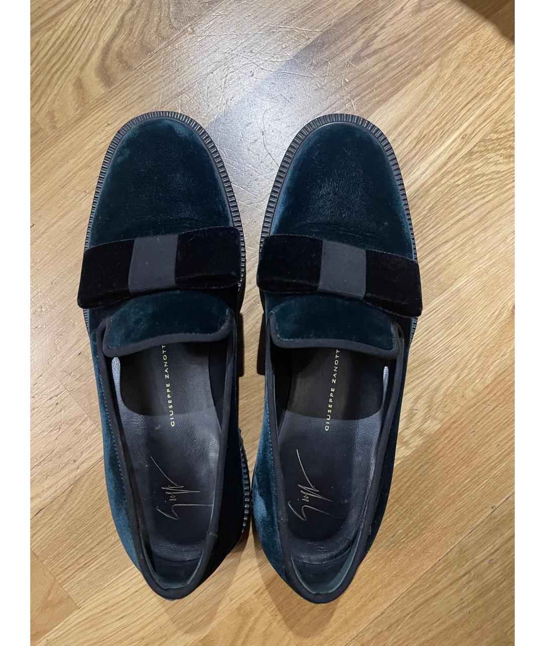 GIUSEPPE ZANOTTI DESIGN Бирюзовые бархатные лоферы, фото 3