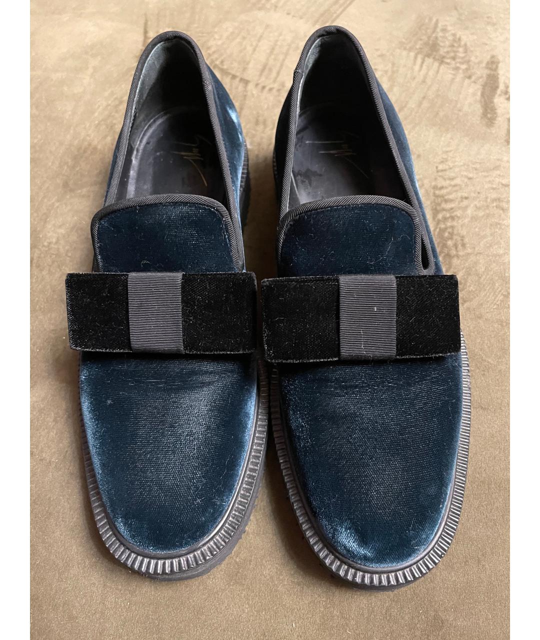 GIUSEPPE ZANOTTI DESIGN Бирюзовые бархатные лоферы, фото 2