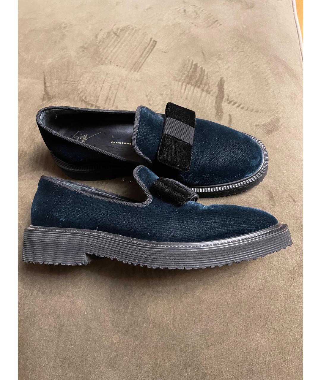 GIUSEPPE ZANOTTI DESIGN Бирюзовые бархатные лоферы, фото 6