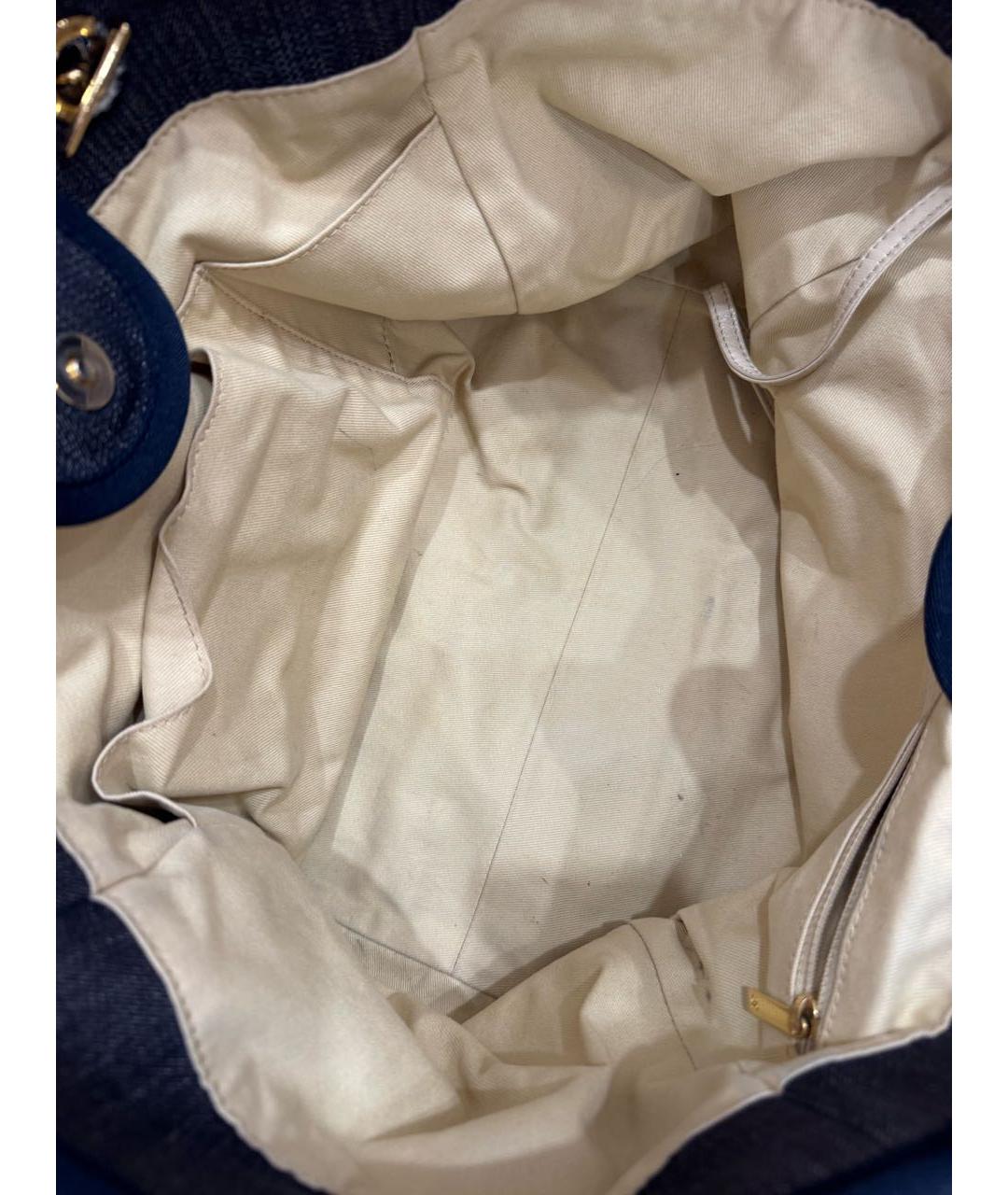 CHANEL Темно-синяя тканевая сумка тоут, фото 4