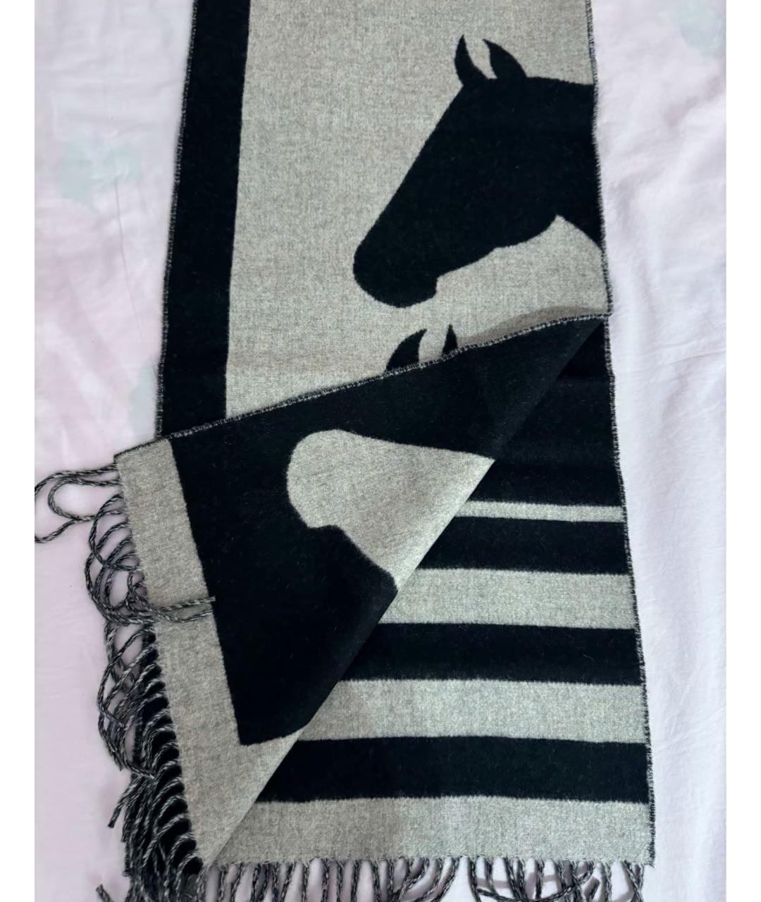 HERMES Бежевый кашемировый шарф, фото 4