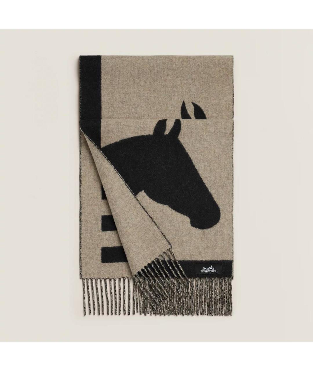 HERMES Бежевый кашемировый шарф, фото 5
