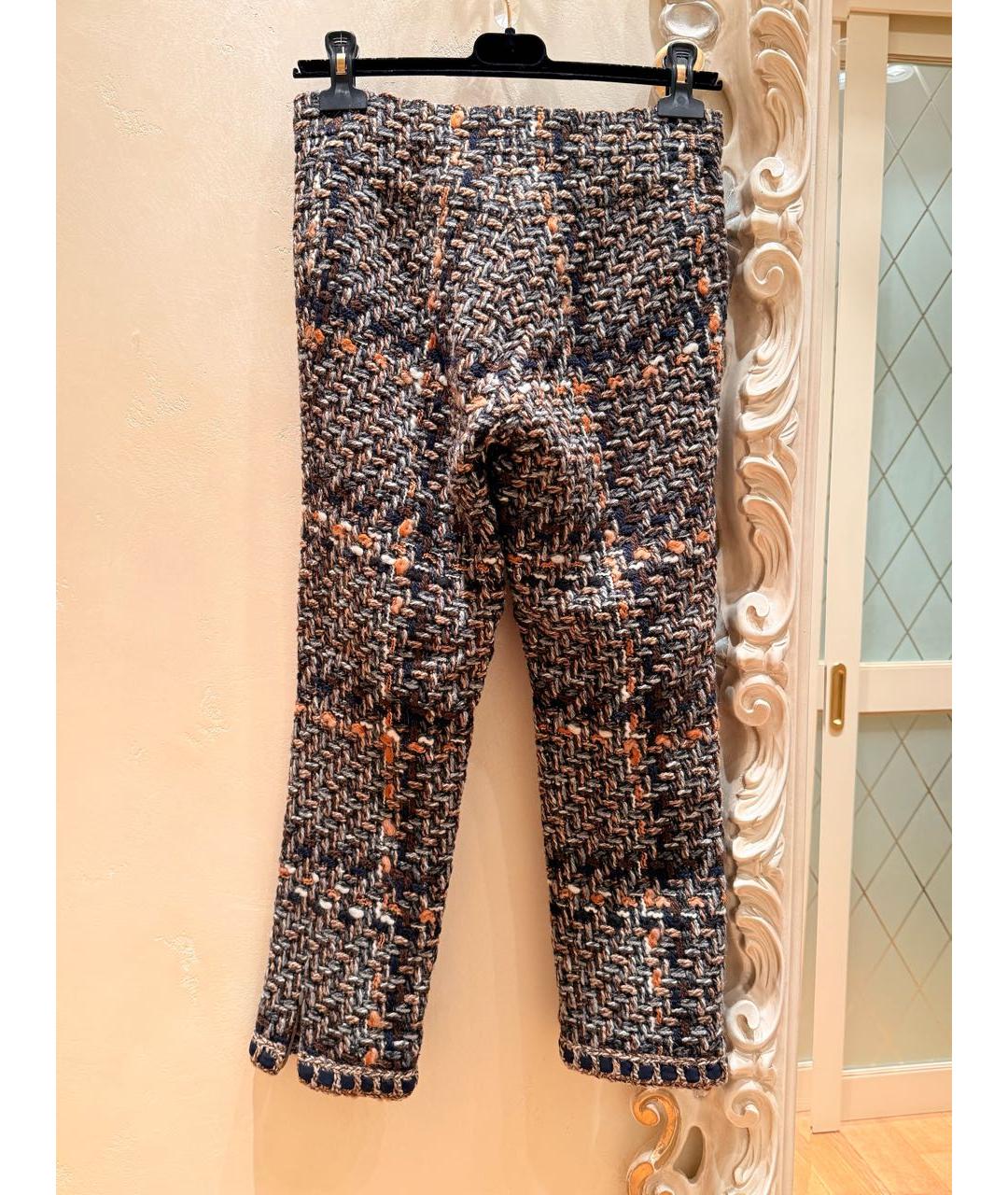 CHANEL Мульти шерстяные брюки узкие, фото 2