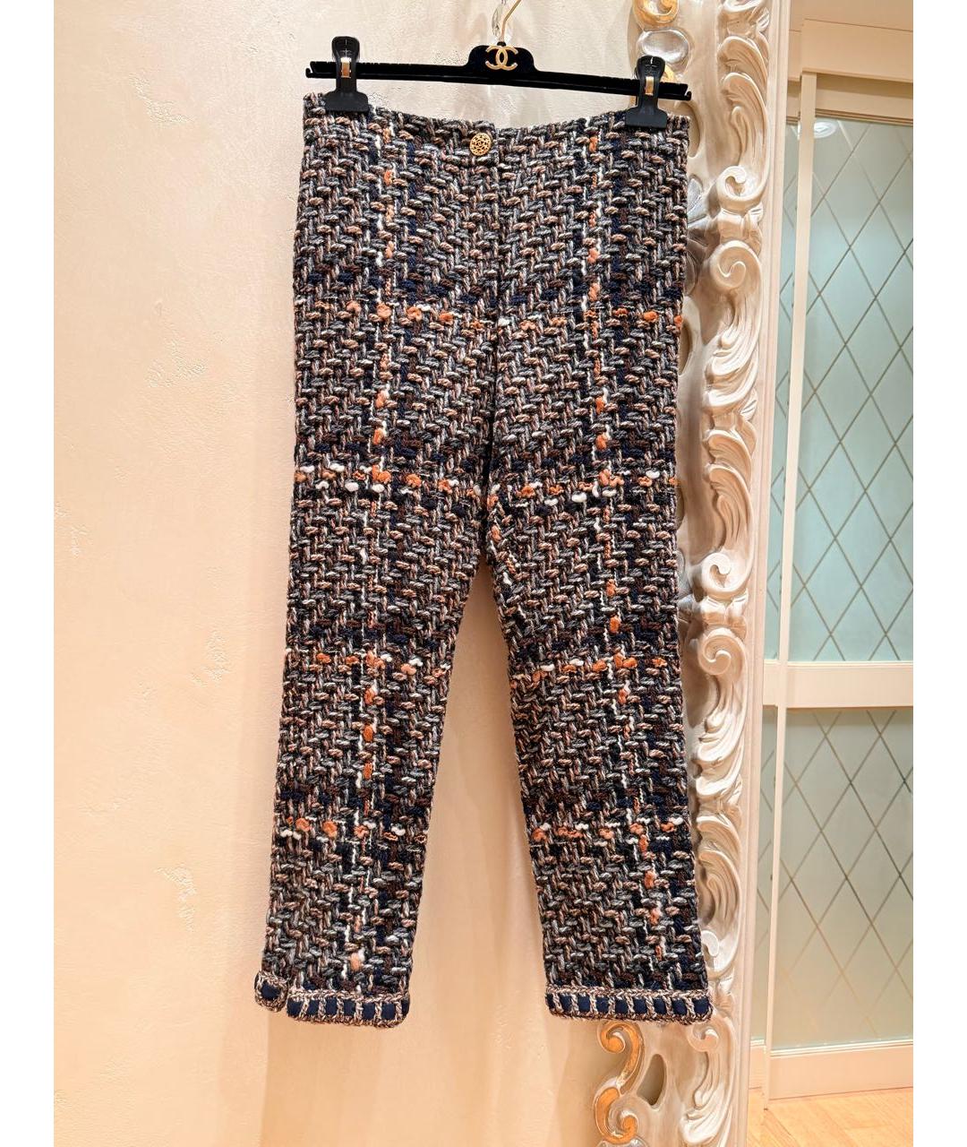 CHANEL Мульти шерстяные брюки узкие, фото 9