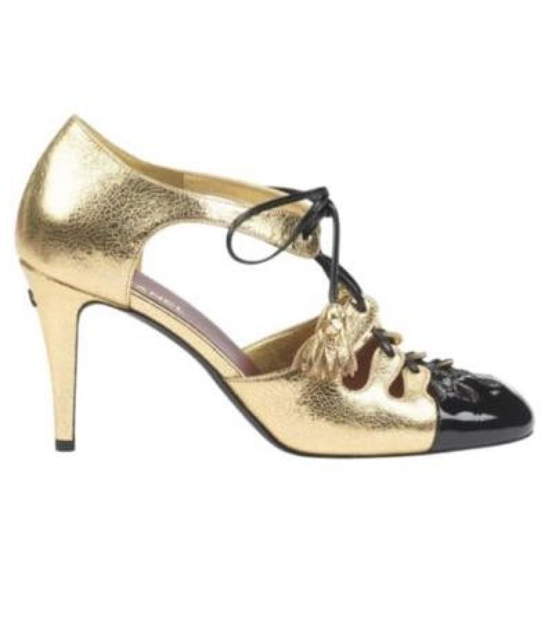 CHANEL Золотые кожаные туфли, фото 1