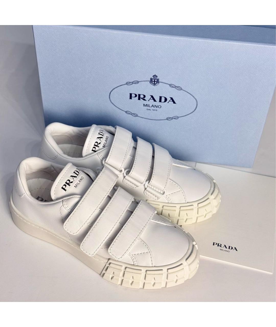 PRADA Белые кожаные кеды, фото 8