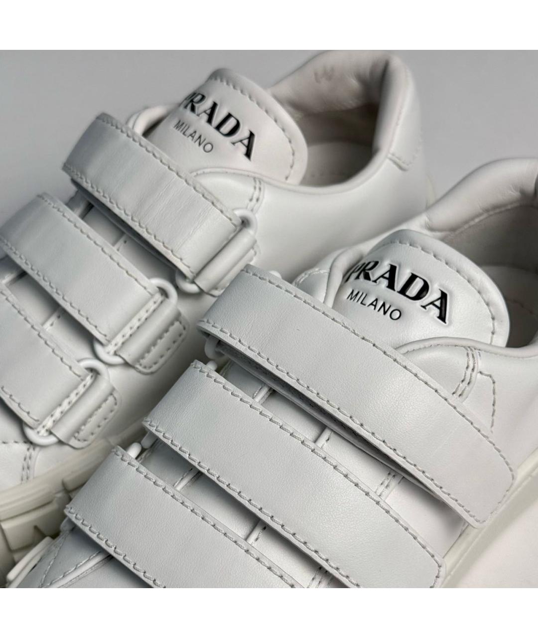 PRADA Белые кожаные кеды, фото 5