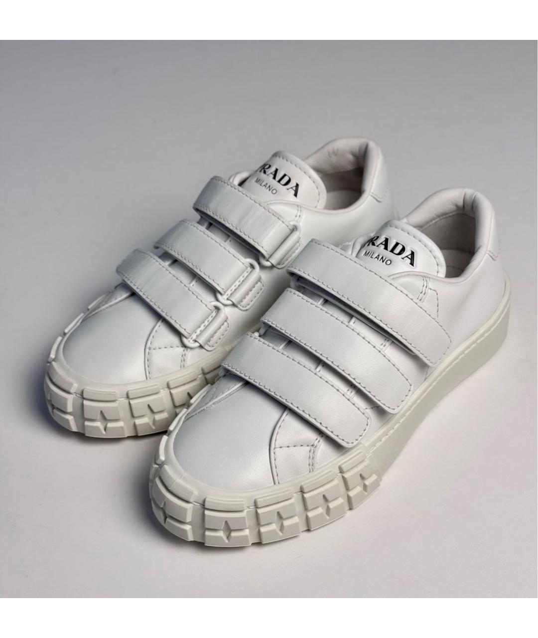PRADA Белые кожаные кеды, фото 4