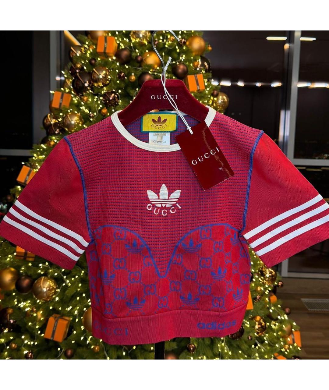 GUCCI Бордовая полиамидовая футболка, фото 3