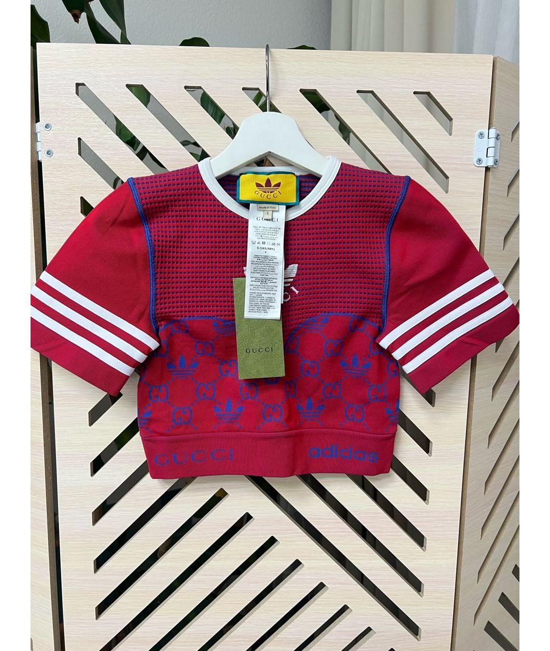 GUCCI Бордовая полиамидовая футболка, фото 6